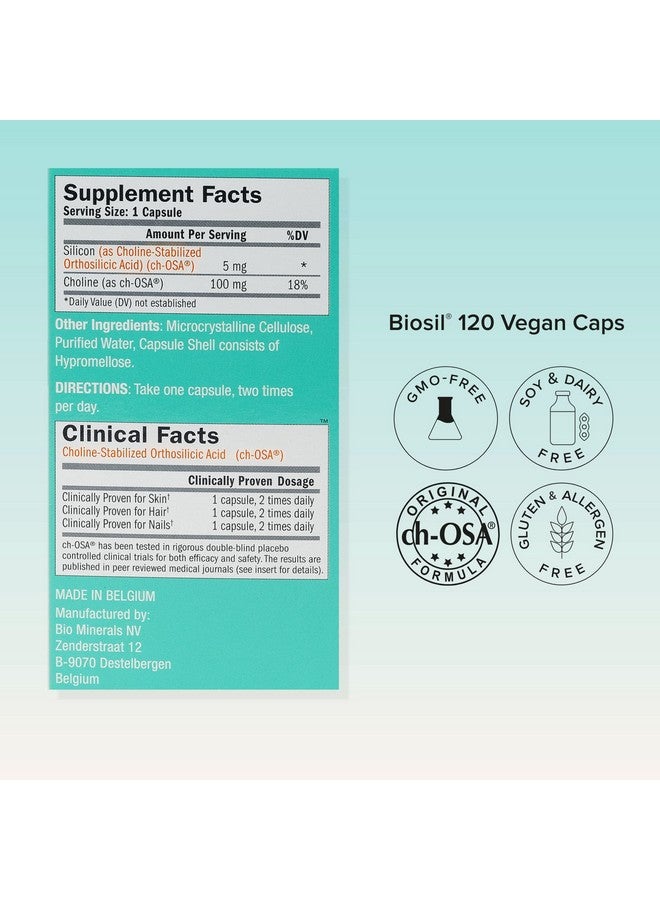 BIOSIL 120 Vegan Capsules With Patented Chosa Complex Increase Collagen Production For Beautiful Hair Skin & Nails Gmo Free 120 Servings - Image 3