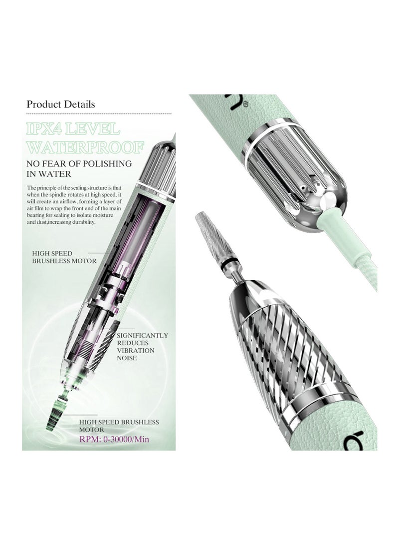 Brunson Submarine Portable Nail Drill Machine Waterproof Low Noise and Vibration 30000 RPM E File for Manicure and Pedicure Professional Electric Nail Drill for Gel Nails Salon and Home Use - Image 5