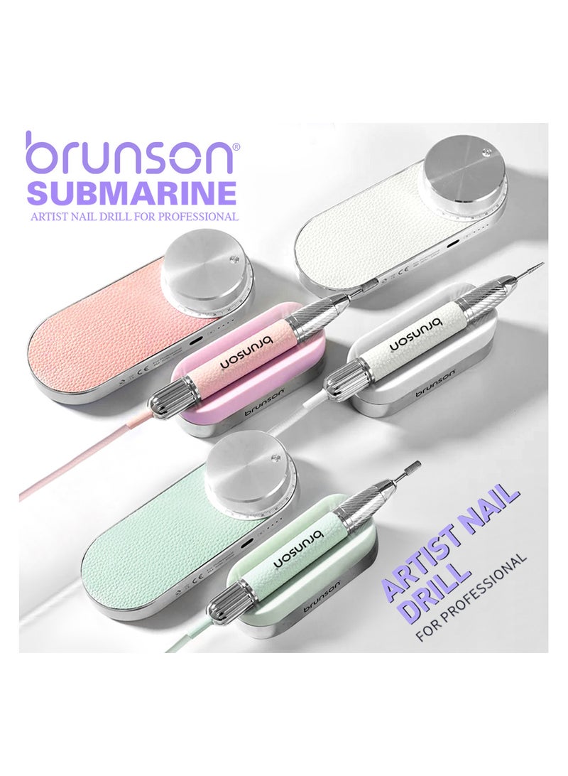 Brunson Submarine Portable Nail Drill Machine Waterproof Low Noise and Vibration 30000 RPM E File for Manicure and Pedicure Professional Electric Nail Drill for Gel Nails Salon and Home Use - Image 2