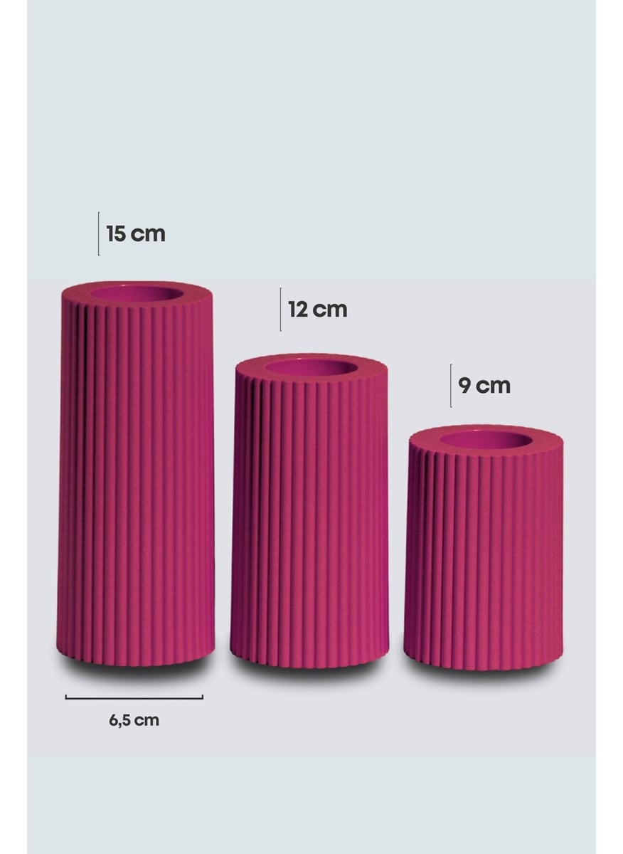 Prime Home 3-Piece Burgundy Candle Holder Decorative Tealight Set Candle Abs Plastic  - Image 3