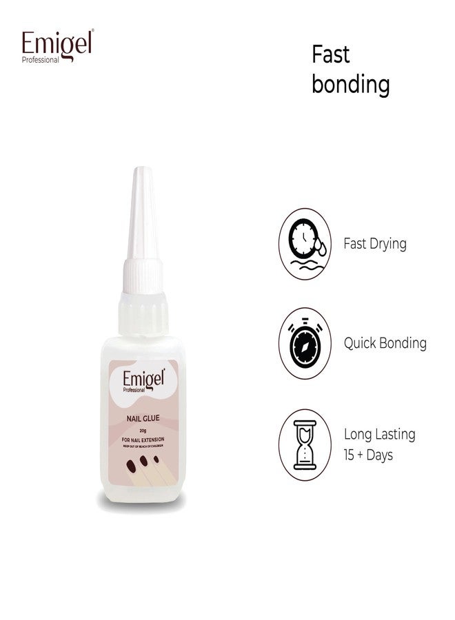 Emigel Professional Nail Glue for Artificial Nail Extensions with Brush On Applicator | Professional Grade | Quick-Drying Glue for Long Lasting and Secure Nail (20g) - Image 5