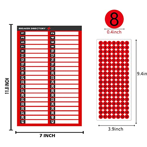 Remarkabel Breaker Panel Labels,11 Pcs Circuit Breaker Label Electrical Panel Labels Breaker Box Stickers,Adhesive Electrical Electric Box Sticker Number Breaker Panel Label for Door Electrical Box (Red) - Image 2