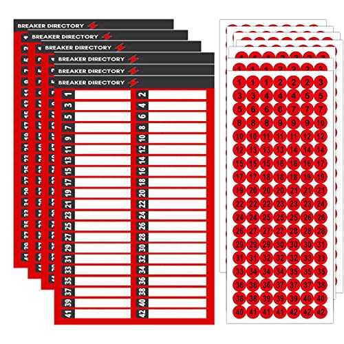 Remarkabel Breaker Panel Labels,11 Pcs Circuit Breaker Label Electrical Panel Labels Breaker Box Stickers,Adhesive Electrical Electric Box Sticker Number Breaker Panel Label for Door Electrical Box (Red) - Image 1