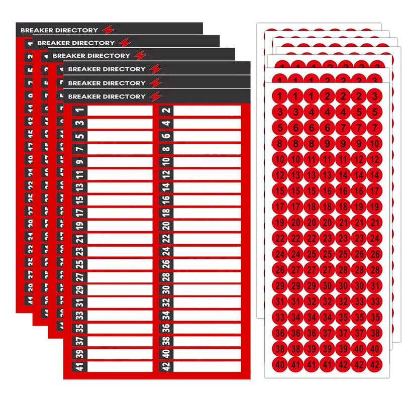 Remarkabel Breaker Panel Labels,11 Pcs Circuit Breaker Label Electrical Panel Labels Breaker Box Stickers,Adhesive Electrical Electric Box Sticker Number Breaker Panel Label for Door Electrical Box (Red) - Image 5