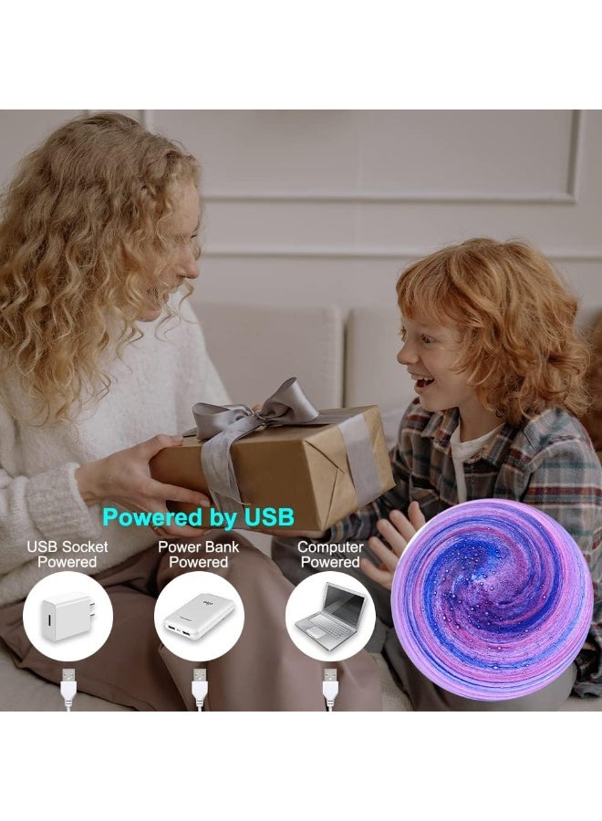 Kimaya Cosmic Planet 3D Lamp LED Glass Ball, Mood Light Table Lamp Wooden Base RGB 7 Colours USB Night Light for Bedroom Living Room Decoration Christmas Birthday Gift, 14cm - Image 5