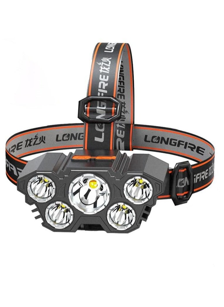 Generic 5 LED Headlamp with 4 Different Lighting Stages, Rechargeable  - Image 1