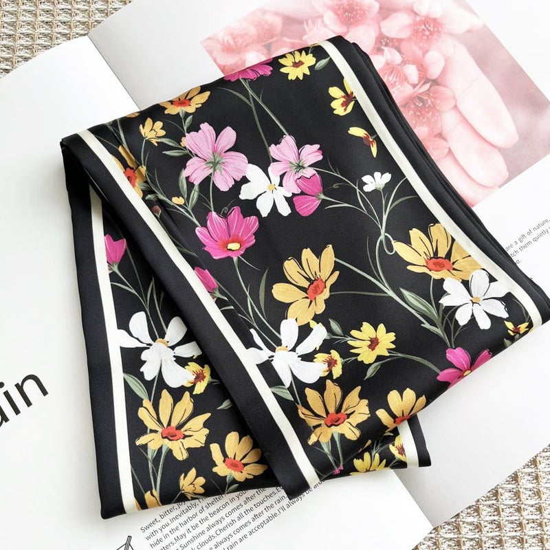 FONYVE Silk Head Scarf for Hair Fashion Headwrap for Women Lightweight Neck Tie - Image 2