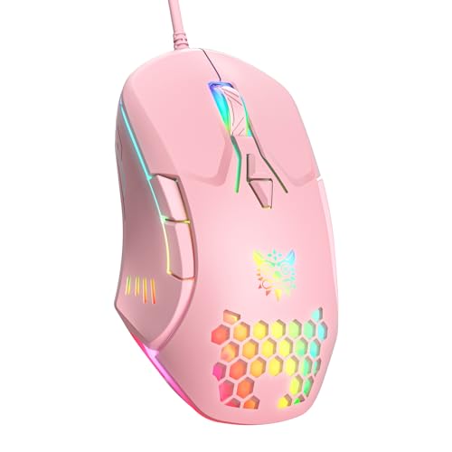 ONIKUMA GAMING Wired PC Gaming Mouse: High Precision Sensor,RGB Backlit, Adjustable DPI, 7 Buttons Programmable,Ergonomic mice for Office & Gaming on Windows/Mac/Linux/Chrome- Pink - Image 1