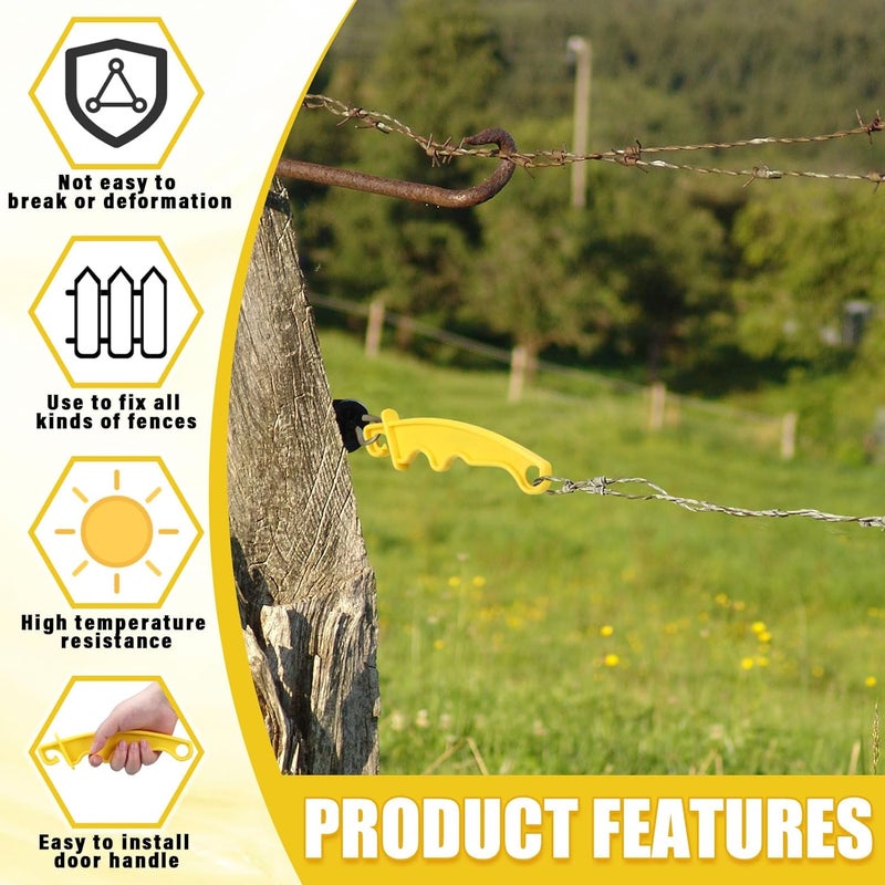 Tondiamo Tondiamo 12 Pack Electric Fence Plastic Gate Electric Fence Gate Handles 8 Inch Insulated Handle Insulated Plastic Handle for Electric Fence Gates Yellow  - Image 4