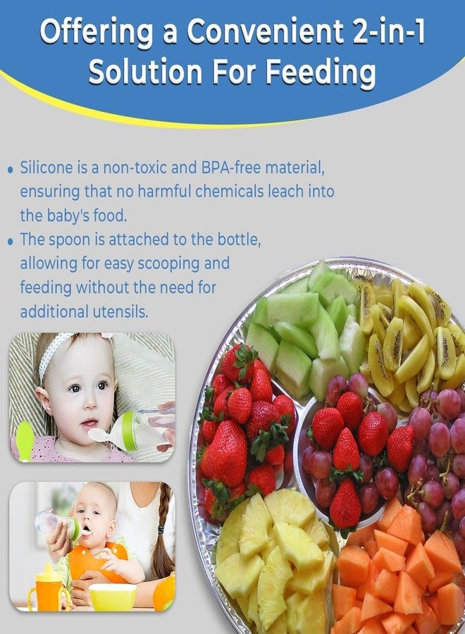 AEREX Bpa Free Feeding Bottles|Newborn Baby Feeding Bottle With Spoon|Baby Squeezy Food Feeder For Baby|Feeding Spoon Bottle For Semi-Solid Food, Cereals, Fruit Food Feeder (Yellow), 90 Ml - Image 4