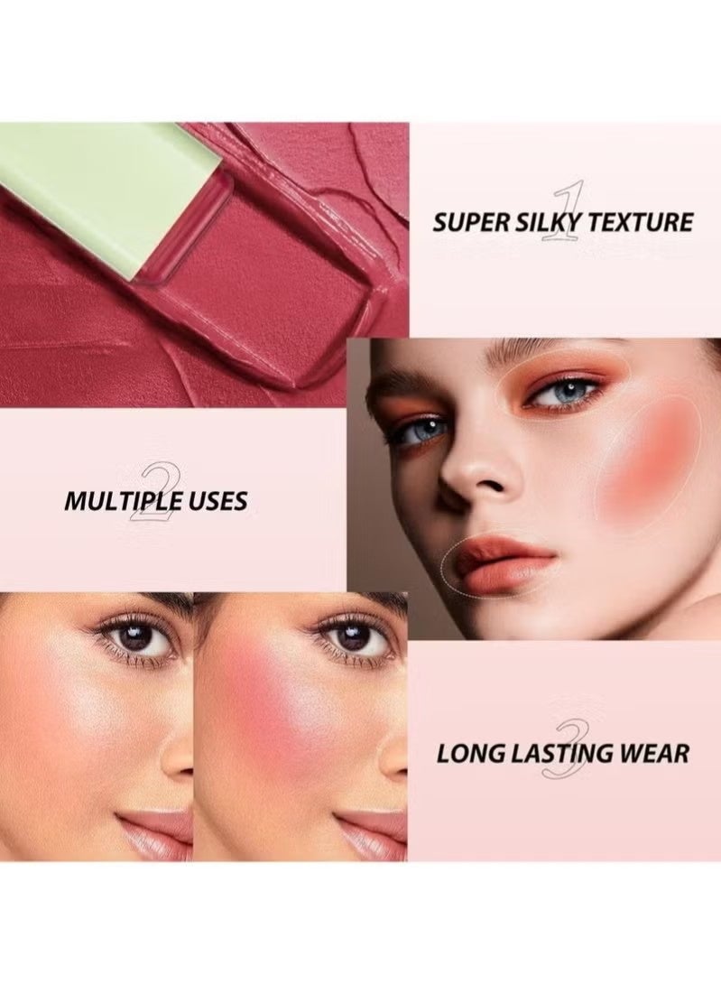 Meidián 3 Pcs Blush Sticks, 3 Colors Cream Makeup Blush Wand Set, Multi-Use Solid Blush Stick for Long-Lasting Waterproof Moisturizer, Blendable Blush Contour Stick for Eyes Lips Cheek - Image 5