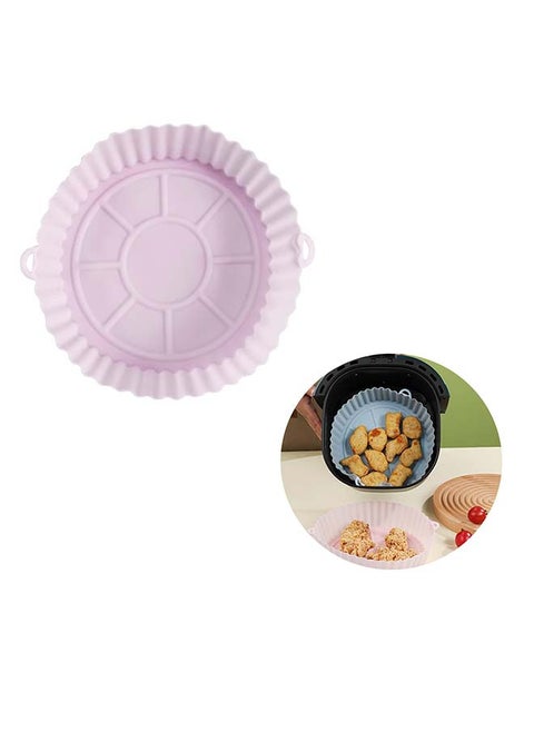 Jinjiader 7 Inch Air Fryer Silicone Liners, 1 Pack Reusable Round Air Fryer Silicone Pot Non-Stick Air Fryer Accessories, Air Fryer Basket Dishwasher Safe Baking Roasting Oven Microwave (Pink)