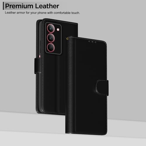 Pikkme Flip Cover Leather Finish | Inside TPU with Card Pockets | Wallet Stand and Shock Proof | Complete Protection Flip Case for Realme Narzo 80x 5G / Realme P3x 5G / Realme 14X 5G (Black) - Image 2