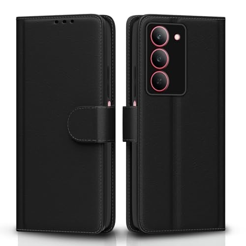 Pikkme Flip Cover Leather Finish | Inside TPU with Card Pockets | Wallet Stand and Shock Proof | Complete Protection Flip Case for Realme Narzo 80x 5G / Realme P3x 5G / Realme 14X 5G (Black) - Image 1