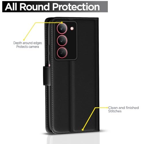 Pikkme Flip Cover Leather Finish | Inside TPU with Card Pockets | Wallet Stand and Shock Proof | Complete Protection Flip Case for Realme Narzo 80x 5G / Realme P3x 5G / Realme 14X 5G (Black) - Image 4