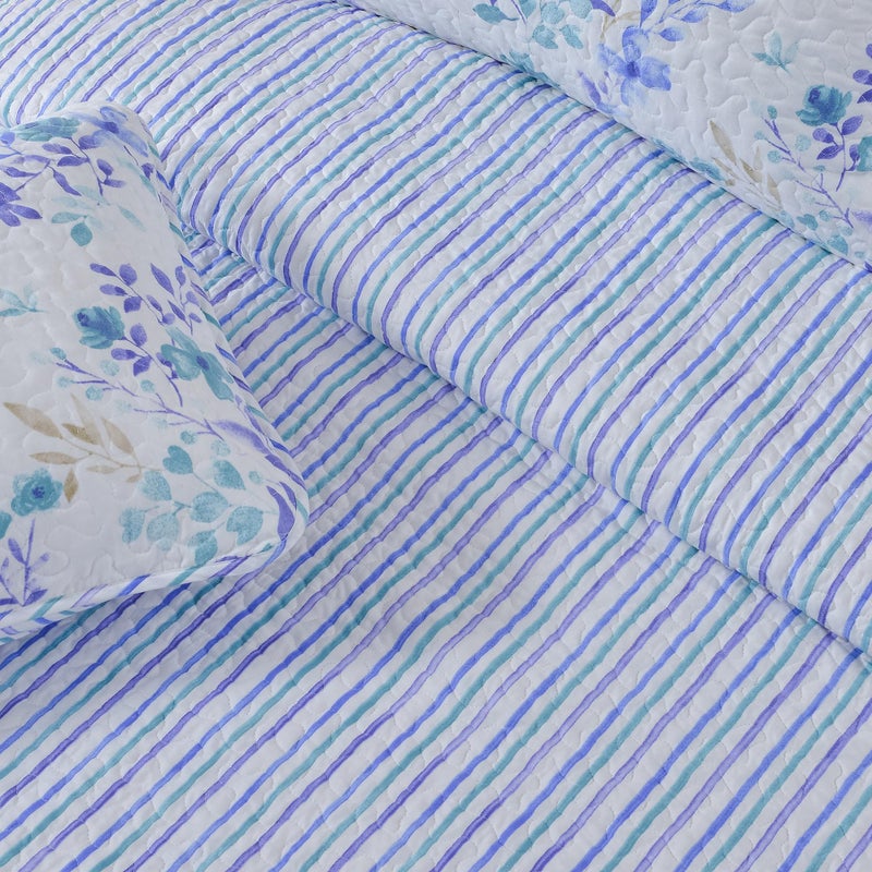 great bay HOME April Morning Collection 3 Piece Quilt Set with Shams. Reversible Floral Bedspread Coverlet. Machine Washable. (Full / Queen, Multi) - Image 3