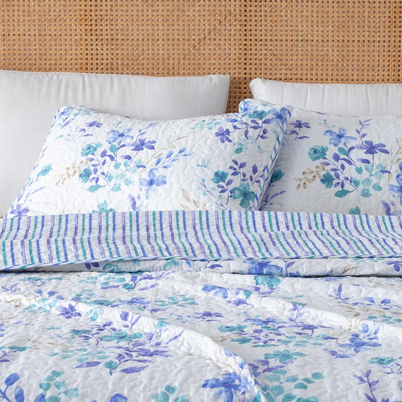 great bay HOME April Morning Collection 3 Piece Quilt Set with Shams. Reversible Floral Bedspread Coverlet. Machine Washable. (Full / Queen, Multi) - Image 2