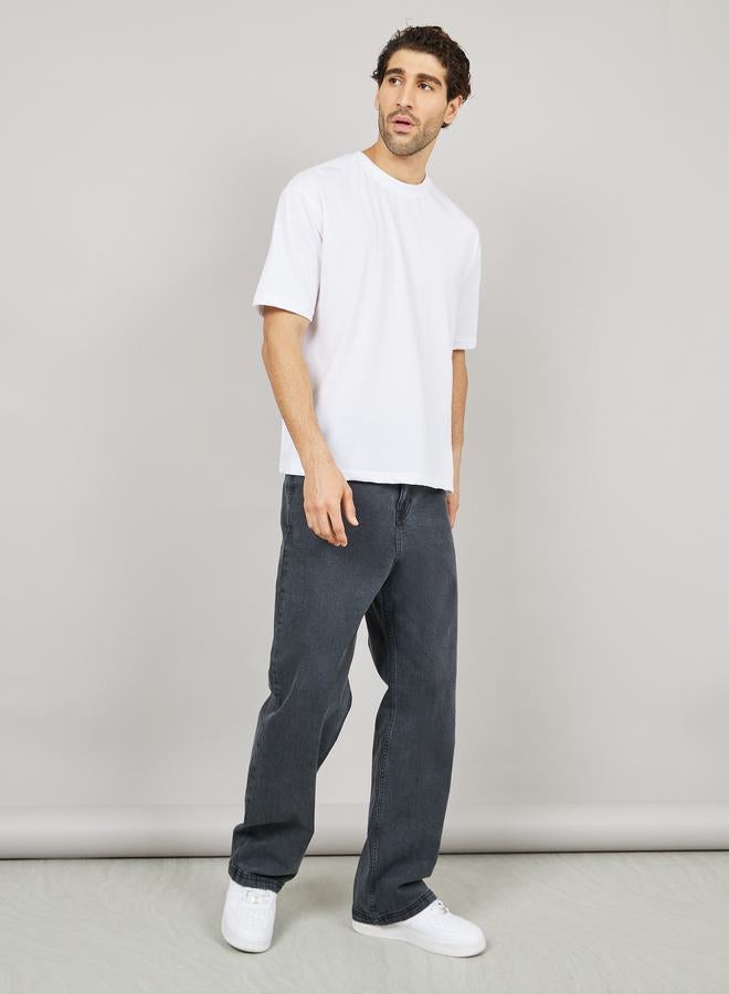 Styli Mid Rise Enzyme Wash Wide Leg Jeans - Image 2