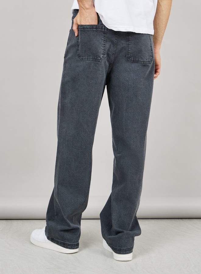 Styli Mid Rise Enzyme Wash Wide Leg Jeans - Image 4