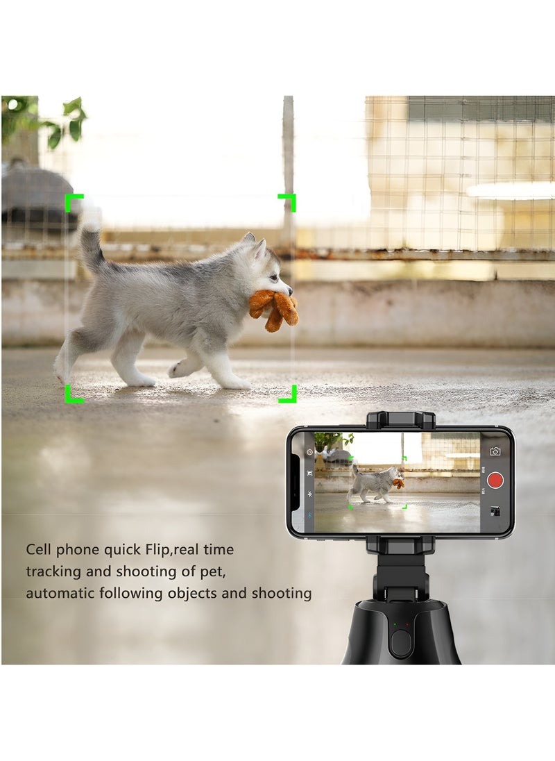 BORTONY - Smart Selfie Stick Object Tracking Holder Selfie Stick 360° Rotation Auto Face Object Tracking Release Your Hands Wireless Bluetooth Connection for all iPhones and Android Phones Black - Image 1
