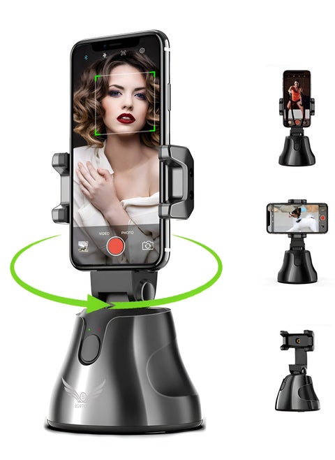 Smart Selfie Stick Object Tracking Holder Selfie Stick 360° Rotation Auto Face Object Tracking Release Your Hands Wireless Bluetooth Connection for all iPhones and Android Phones Black