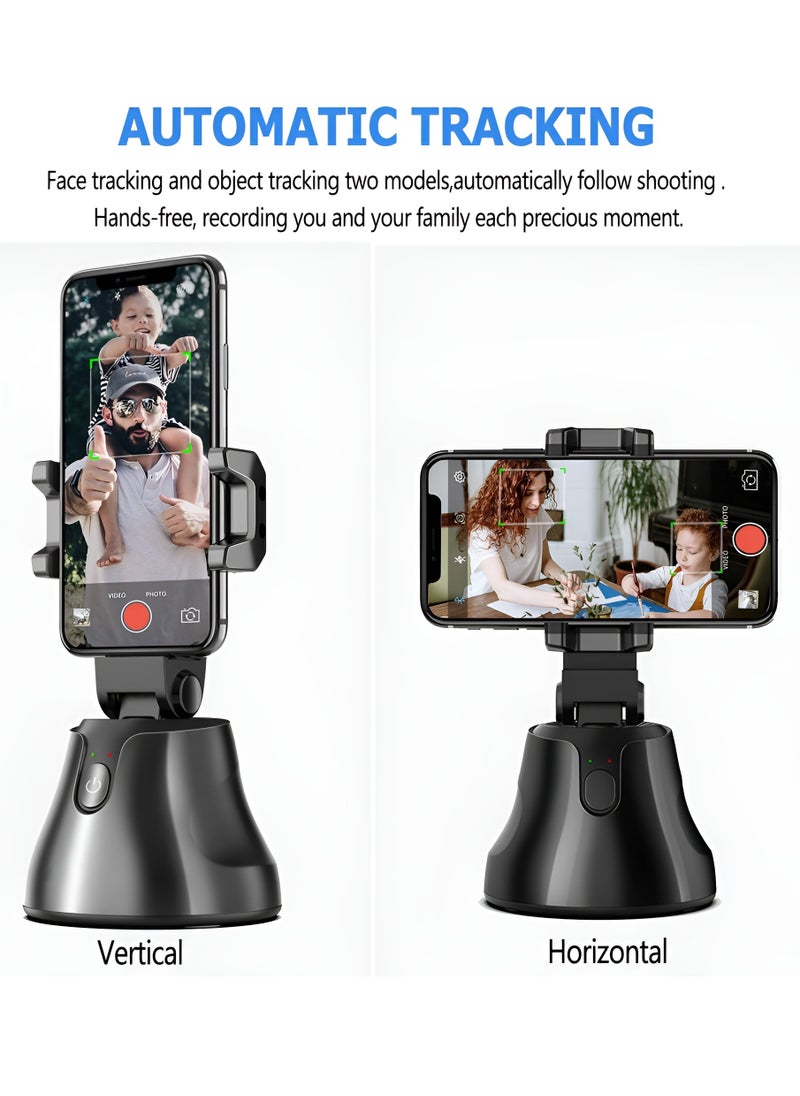 BORTONY - Smart Selfie Stick Object Tracking Holder Selfie Stick 360° Rotation Auto Face Object Tracking Release Your Hands Wireless Bluetooth Connection for all iPhones and Android Phones Black - Image 1