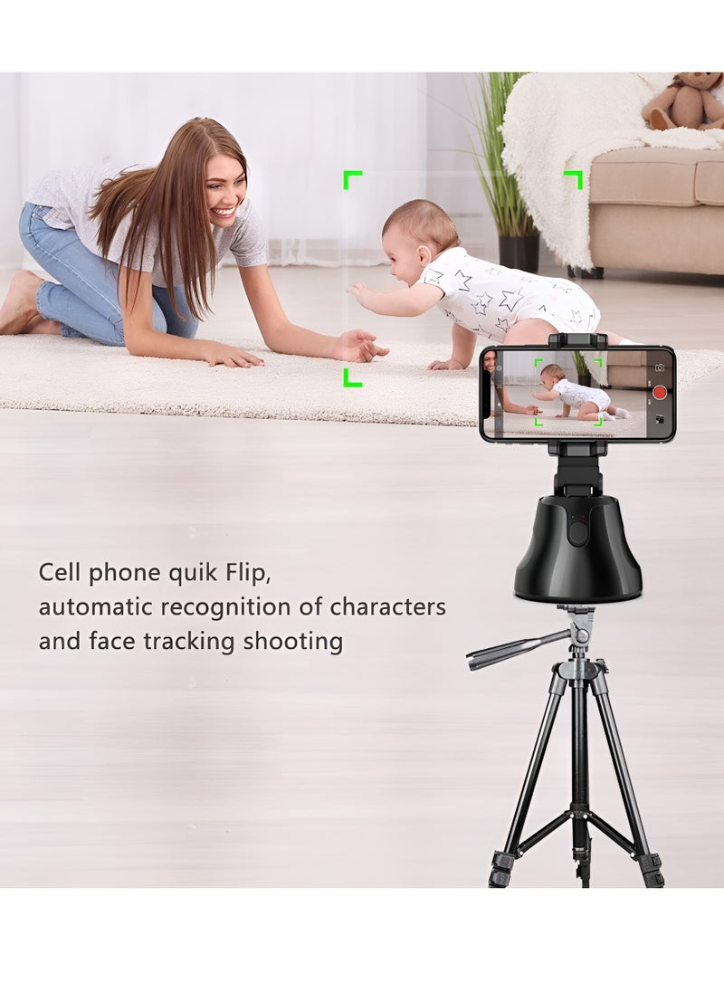 BORTONY - Smart Selfie Stick Object Tracking Holder Selfie Stick 360° Rotation Auto Face Object Tracking Release Your Hands Wireless Bluetooth Connection for all iPhones and Android Phones Black - Image 1
