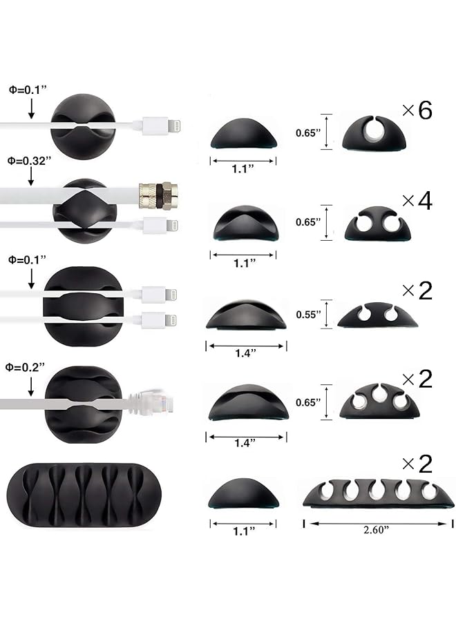 erorex Desk Cable Management Cord Organizer 16 Pack Black Self Adhesive Cord Holder Cable Clips For Desk Home Office Car Cubicle Nightstand Black A - Image 5