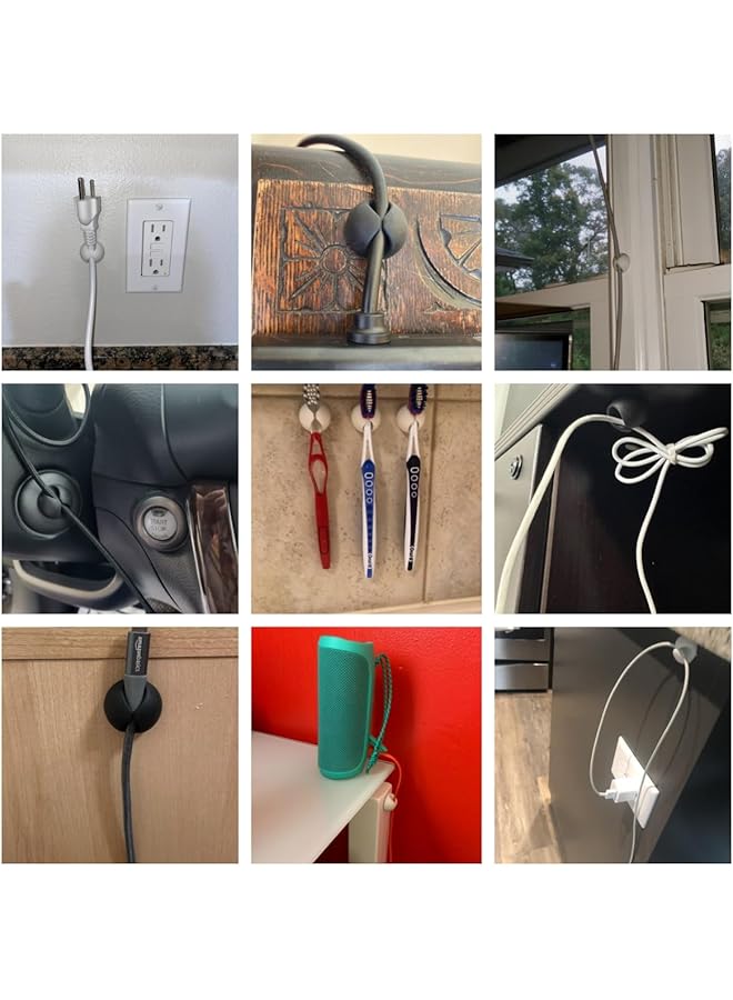 erorex Desk Cable Management Cord Organizer 16 Pack Black Self Adhesive Cord Holder Cable Clips For Desk Home Office Car Cubicle Nightstand Black A - Image 4