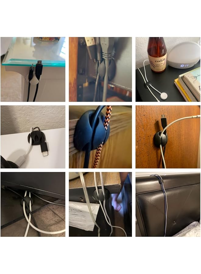 erorex Desk Cable Management Cord Organizer 16 Pack Black Self Adhesive Cord Holder Cable Clips For Desk Home Office Car Cubicle Nightstand Black A - Image 3