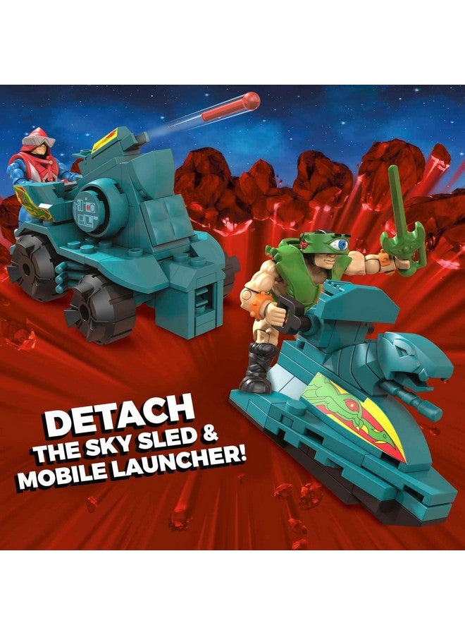 Mega Brands مجموعة ألعاب البناء MEGA Construx أسياد الكون، رام المعركة وزلاجة السماء مع 188 قطعة، 2 شخصية عمل صغيرة، للأطفال - Image 5