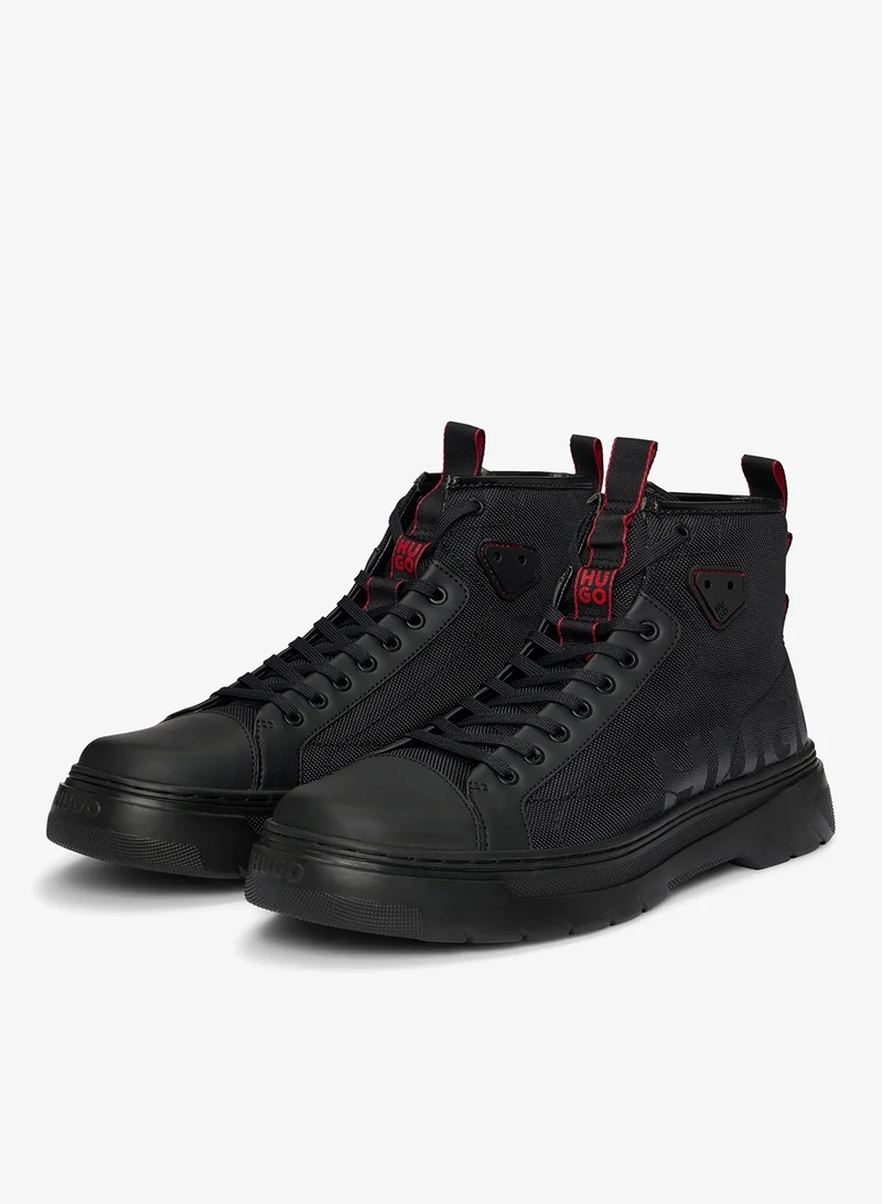 HUGO Lace-up boots with gloss-effect logo
