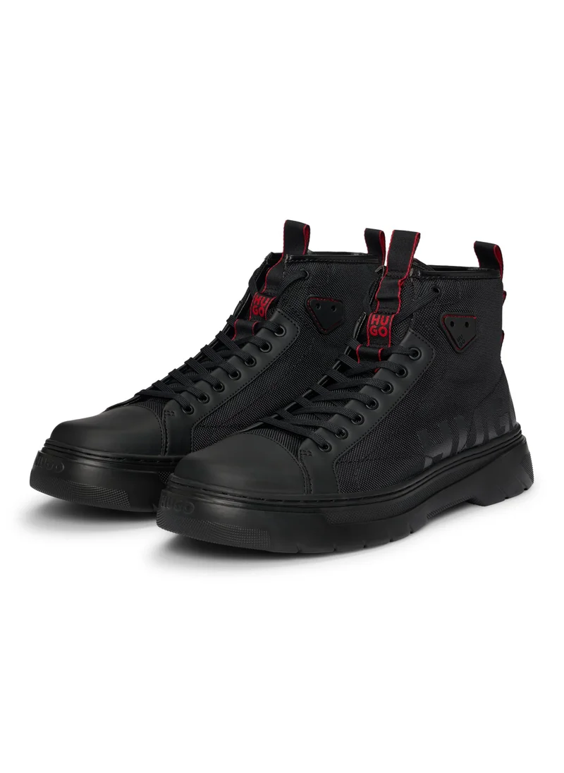 HUGO Lace-up boots with gloss-effect logo