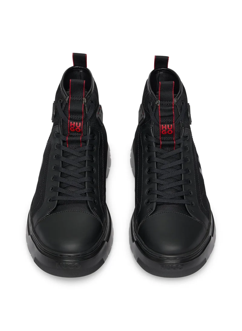 HUGO Lace-up boots with gloss-effect logo