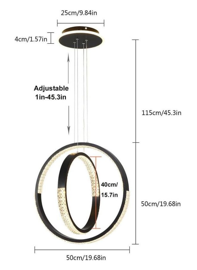 A F N Lighting A F N LIGHTINGS Modern LED Chandelier Dining Room, Black 2 Circular Rings LED Chandelier Light for Dining Room Table, Kitchen Table, Adjustable Color Temperature Acrylic Chandelier Lamp  - Image 2