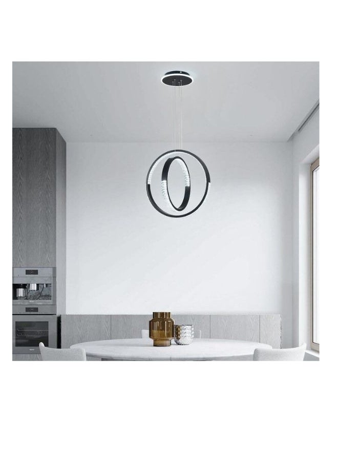 A F N Lighting A F N LIGHTINGS Modern LED Chandelier Dining Room, Black 2 Circular Rings LED Chandelier Light for Dining Room Table, Kitchen Table, Adjustable Color Temperature Acrylic Chandelier Lamp  - Image 3