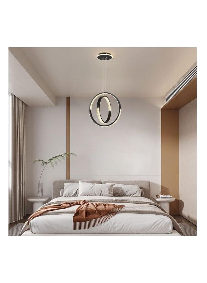 A F N Lighting A F N LIGHTINGS Modern LED Chandelier Dining Room, Black 2 Circular Rings LED Chandelier Light for Dining Room Table, Kitchen Table, Adjustable Color Temperature Acrylic Chandelier Lamp  - Image 4