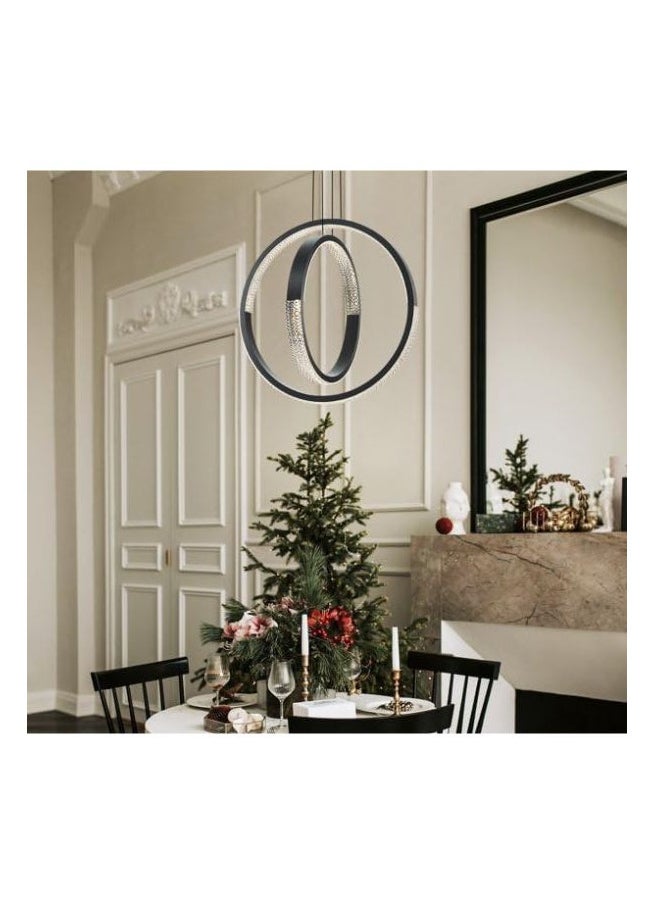 A F N Lighting A F N LIGHTINGS Modern LED Chandelier Dining Room, Black 2 Circular Rings LED Chandelier Light for Dining Room Table, Kitchen Table, Adjustable Color Temperature Acrylic Chandelier Lamp  - Image 5
