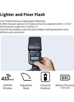 Godox GODOX TT520 III Camera Flash Universal Speedlite with RT Wireless Trigger Transmitter for Sony Canon Nikon Pentax Olympus Fuji Panasonic DSLR Cameras with Hot Shoe  - Image 2
