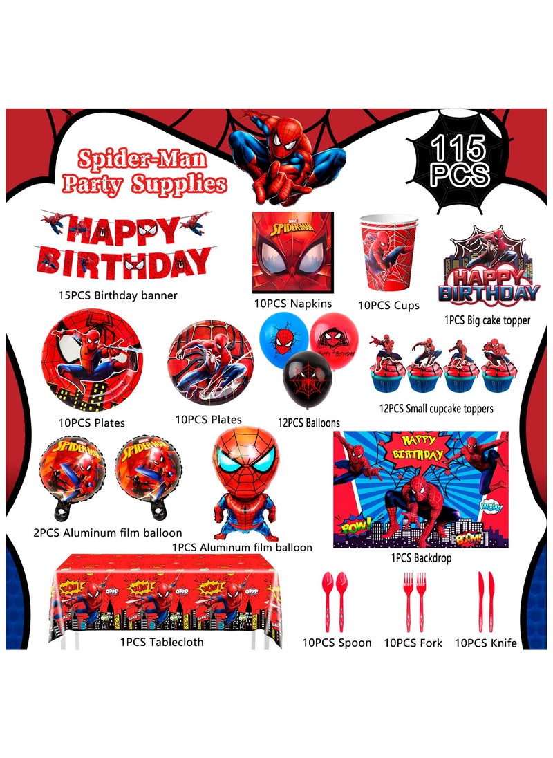 ILovhaprty Cartoon Birthday Party Supplies,115pcs Cartoon Party Decorations Tableware Set- Cartoon Birthday Decorations Balloons Banner Backdrop Cartoon Plates Cups Table Cover etc Cartoon Party Supplies  - Image 2