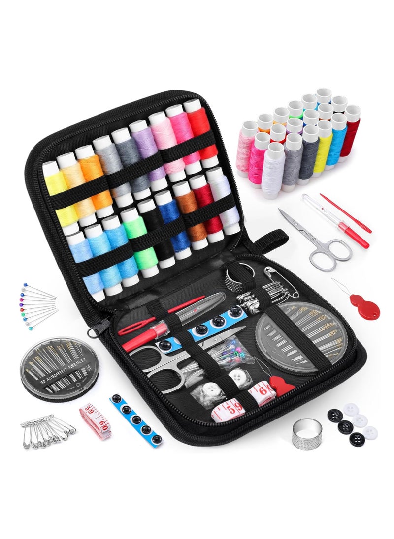Coquimbo Coquimbo Sewing Kit Gifts for Mom Grandma Friend Adults Beginner Kids Traveler, Portable Sewing Supplies Accessories Contains Thread, Needle, Scissors, Measure Tape, Dorm Room Essentials (Black, M)  - Image 1