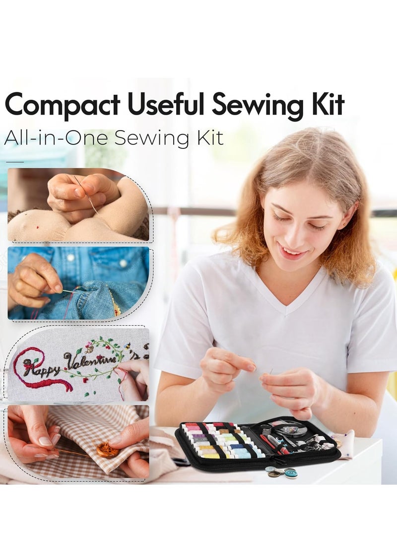 Coquimbo Coquimbo Sewing Kit Gifts for Mom Grandma Friend Adults Beginner Kids Traveler, Portable Sewing Supplies Accessories Contains Thread, Needle, Scissors, Measure Tape, Dorm Room Essentials (Black, M)  - Image 4