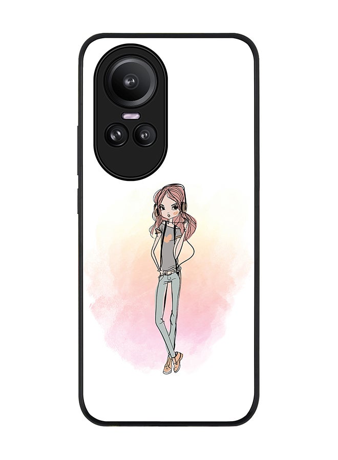 Stylizedd Rugged Black Edge case for Oppo Reno10 / Oppo Reno10 Pro, Custom Slim fit Flexible Anti Drop Thin Phone Case Cover - Girl Next Door - Image 1