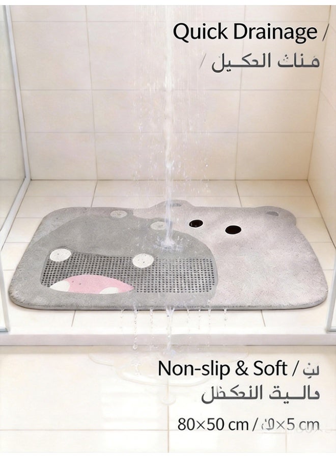 PVC loofah bathroom mat, Size 80 x 50 cm. It is quick-drying, non-slip, comfortable, and breathable, with drainage holes. Suitable for shower rooms and bathrooms. - Image 2