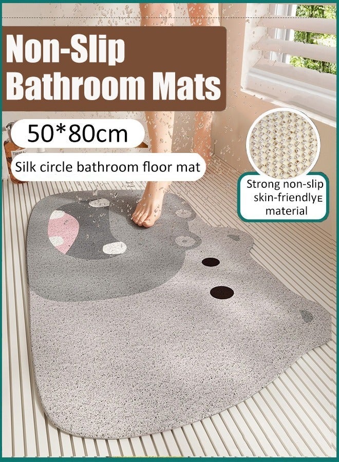 PVC loofah bathroom mat, Size 80 x 50 cm. It is quick-drying, non-slip, comfortable, and breathable, with drainage holes. Suitable for shower rooms and bathrooms. - Image 1