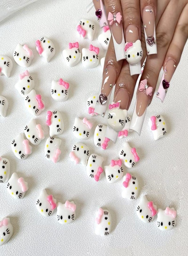 YKLWNN 40 Pcs Cartoon Nail Charms 3D Flatback Resin Nail Charms for Acrylic Nail Art Supplies Cute Cat Nail Design Decals Kawaii Nail Rhinestone Decoration Cartoon Nail Jewelry for DIY Nail Accessories - Image 1