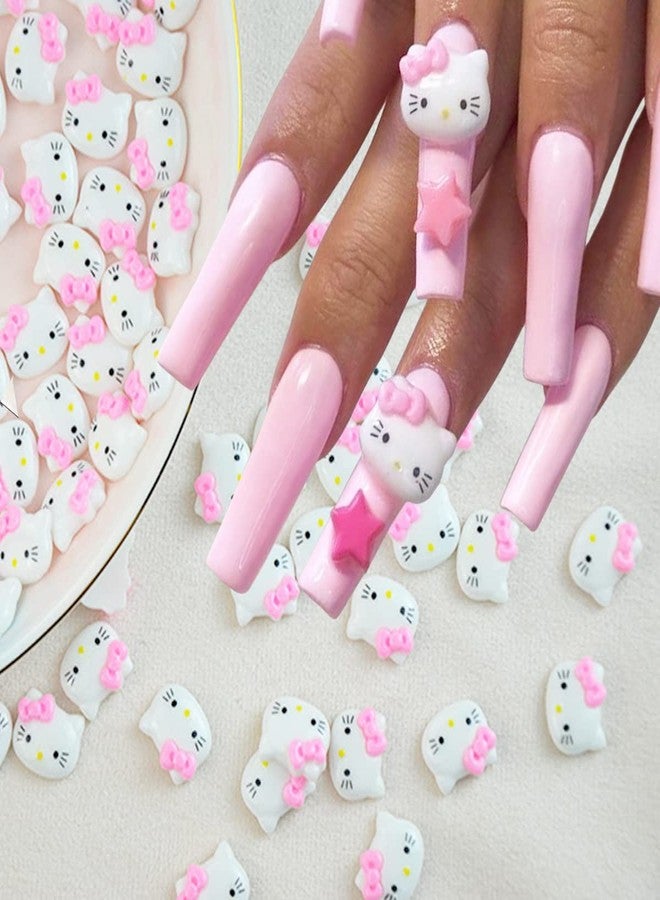 YKLWNN 40 Pcs Cartoon Nail Charms 3D Flatback Resin Nail Charms for Acrylic Nail Art Supplies Cute Cat Nail Design Decals Kawaii Nail Rhinestone Decoration Cartoon Nail Jewelry for DIY Nail Accessories - Image 2