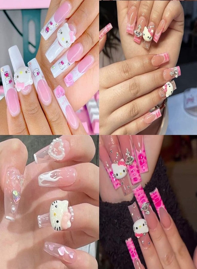 YKLWNN 40 Pcs Cartoon Nail Charms 3D Flatback Resin Nail Charms for Acrylic Nail Art Supplies Cute Cat Nail Design Decals Kawaii Nail Rhinestone Decoration Cartoon Nail Jewelry for DIY Nail Accessories - Image 3