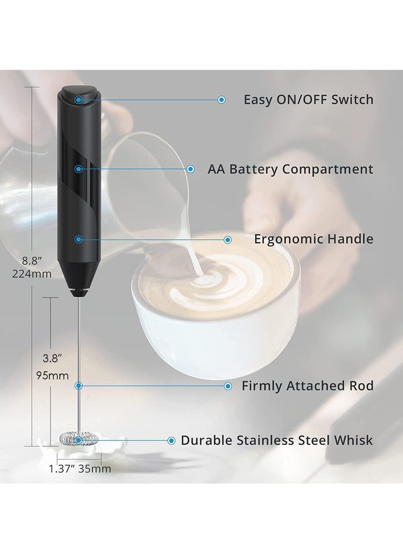 Manvik Milk Frother Handheld, Electric Frother, Coffee Frother Mini Whisk, Foam Maker, Drink Mixer for Coffee, Milk, Lattes, Cappuccino Cream Matcha (Black)  - Image 2