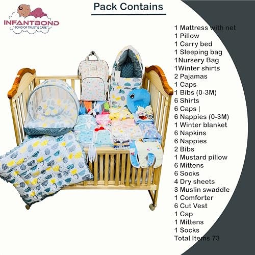 Infantbond New Born Baby Monsoon and SEMI Winter Season Hospital Essentials 73 in 1 (0-6 Months) Nursery Bag (Grey SPRIAL) - Image 2